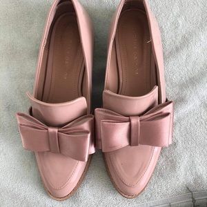 Flats nude with ribbon